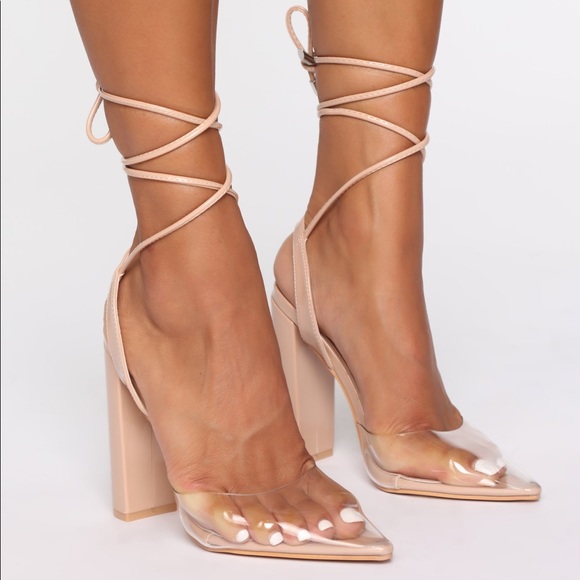 Fashion Nova Shoes - Fashion Nova Arani Clear Toe  Pumps Nude Size 6.5